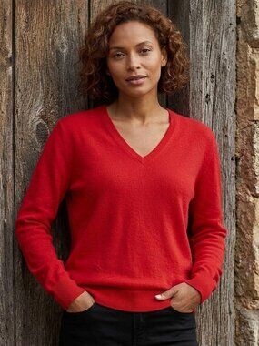 NWT Polo Ralph Lauren Relaxed Fit Cashmere V-Neck Sweater in Red M $398